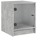 Pikkukuva 2 / 6: 2 kpl vitriinisellä ovella varustettuja yöpöytiä 35 x 37 x 42 cm harmaa tekninen puu DEC035978 kastanj