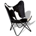 Miniatyrbillede 5 af 6: Moderne design lounge stol sort og hvid, sort kalveskind DEC026797 Vit