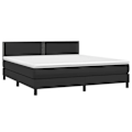 Miniatyrbillede 2 af 4: Sengramme - LED - 180x200 cm - Syntetisk læder sort - 2 pladser - Moderne design Svart