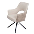 Miniatyrbillede 4 af 6: Spisestue stol, roterende stof/tekstil i creme, trebenet metalramme 04_0006329 Grädde