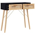 Miniatyrbillede 2 af 6: Praktisk konsolbord med opbevaringsskuffer 80 x 30 x 75 cm massivt fyrretræ / naturlig sort rattan DEC032165 kastanj
