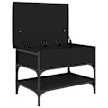 Miniatyrbillede 2 af 6: Skoopbevaring med sort sædepolstring 62 x 42 x 45 cm i sort ingeniørtræ og metal DEC024919 Brun