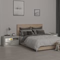 Pikkukuva 4 / 6: 2 kpl yöpöytiä LED-valoilla, säilytyskompartimentti ovella 70 x 36,5 x 40 cm harmaata kuten insinööripuu DEC03530 kastanj