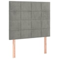Miniatyrbillede 2 af 5: Hovedgærde til seng, soveværelse, møbel med LED 100 x 5 x 118/128 cm, lys grå velvet TDL0201458
