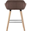 Miniatyrbillede 3 af 6: Bar lounge taburet x1 skandinavisk design stofsæde i kaffe farve træben fodstøtte i metal 10_0004919 kastanj