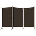 Miniatyrbillede 2 af 5: Separator for room divider 3 panels 260 x 180 cm in brown fabric and iron DEC030777 kastanj
