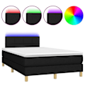 Miniatyrbillede 1 af 6: LED-sengramme - TDL - 120x200 cm - Sort stof - 1 plads - Polstret bund Svart
