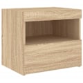 Miniatyrbillede 3 af 6: Sengelampe med LED-lys med skuffe og rum 50 x 40 x 45 cm i ingeniørtræ farve eg DEC033186 kastanj