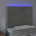Miniatyrbillede 3 af 4: Hovedgærde accessory til seng soveværelse møbel med LED 90 x 5 x 118/128 lysegrå velour