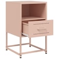Pikkukuva 6 / 6: 2 kpl yöpöytiä laatikolla ja avoimella lokero, mitat 36 x 39 x 60,5 cm, vaaleanpunainen teräs DEC035636 Rosa