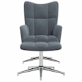 Miniatyrbild 2 av 6: Lounge fåtölj designad soffa med fotpall i mörkgrå sammet DEC026593 Grå