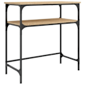 Pikkukuva 1 / 6: Toiminnallinen ja tyylikäs konsolipöytä hyllyillä 75 x 35,5 x 75 cm, insinööripuun ja metallin DEC031959 kastanj