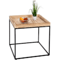 Miniatyrbillede 3 af 4: Side table lav borde sofabord i naturligt paulownia-træ og metal 60 x 60 x 60