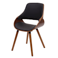 Miniatyrbillede 1 af 6: Retro design spisebordsstol til køkken i sort syntetik med brune træben 04_0002218 kastanj