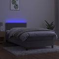 Pikkukuva 3 / 6: LED-sänkykehys, jossa on runko ja patja 90x200cm vaaleanharmaasta sametista TDL0208466 Grå