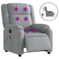 Miniatyrbillede 2 af 6: Relaxationsstol til TV med massagefunktion, elektrisk justerbar, 6 massagepunkter i lysegrå stof DEC027164 Grå