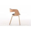 Miniatyrbillede 3 af 4: Kontorstol uden hjul, besøgende i stof og træ, retro design og komfort, minimal naturlig og lys grå.