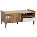 Pikkukuva 1 / 6: Mangopuun 52x114x59 cm kokoinen matala pöytä, jossa on 2 säilytyskomplimenta ja 1 valkoinen laatikko 04_0008454. Vit