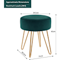 Pikkukuva 2 / 4: Taburetti - Décoshop26 - Petrooli sametti - Kullatut metallijalat - 35x35x45 cm - Nykytaide Blå olja