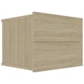 Miniatyrbillede 2 af 6: Sæt med 2 væghængte natborde med skuffer 40 x 30 x 30 cm i ingeniørtræ farve eg DEC035227 kastanj
