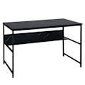 Miniatyrbillede 1 af 5: Bureau table d'ordinateur avec paroi arrière sous le plateau de table en métal MDF 120 x 60 cm aspect marbre noir 04_0006060 Metall