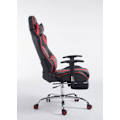 Miniatyrbillede 3 af 6: Gamer kontorstol med udtrækbarfodstøtte, vippefunktion i sort/rød PVC 10_0002746 Svart