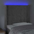 Miniatyrbillede 3 af 5: Senggavl tilbehør til soveværelse møbel med LED 83 x 16 x 118/128 cm lysegrå velour TDL0201256