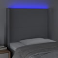 Miniatyrbillede 3 af 5: Hovedgærde til soveværelse med LED-møbel 103 x 16 x 118/128 lys grå stof Ljusgrått