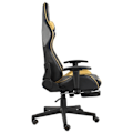 Miniatyrbillede 3 af 6: Kontorstol gaming med drejefunktion og fodskammel i guld og sort PVC DEC026024 Svart