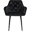 Miniatyrbild 3 av 6: Set med 2 moderna, designade middagsstolar med vadderad sits i svart sammet 10_0001632 Svart