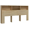 Miniatyrbillede 1 af 4: Hovedgærde med opbevaring, sengtilbehør, natbord, hylde 200 x 19 x 103,5 MDF farve eg Ek