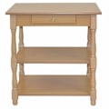 Miniatyrbillede 3 af 3: Dekorativ sidebord i træ og MDF i bøgfarve med 1 skuffe og 2 hylder
