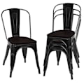 Miniatyrbillede 1 af 3: 4 stapelbare spisebordsstole i industriel stil i stål 51x44x85 5cm sort 20_0000071 Svart