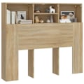 Miniatyrbillede 2 af 4: Hovedgærde med opbevaring, sengetilbehør, natbord, hylde 120 x 19 x 103,5 MDF i egfarve
