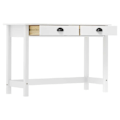 Miniatyrbillede 3 af 6: Praktisk konsolsidebord med skuffer til en organiseret entre 110 x 45 x 74 cm massiv hvid fyrretræ DEC032024 Vit