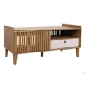 Pikkukuva 6 / 6: Mangopuun 52x114x59 cm kokoinen matala pöytä, jossa on 2 säilytyskomplimenta ja 1 valkoinen laatikko 04_0008454. Vit