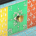 Miniatyrbillede 6 af 6: Håndmalet konsolbord med 2 skuffer og 1 hylde 80 x 35 x 75 cm i mangotræ multicolor DEC032182 kastanj
