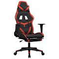 Miniatyrbillede 1 af 6: Kontorstol gaming med hjul og fodstøtte i sort og rød PVC DEC025791 Svart