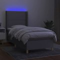 Pikkukuva 4 / 6: LED-sänkypehmuste, sängykkä, 90x190 cm, vaaleanharmaa kangas TDL0209487 Grå