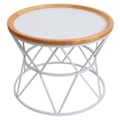 Miniatyrbillede 1 af 6: Bordpladebordsbord, metal- og trækonstruktion, diameter 66 cm, hvid 04_0008470 Vit