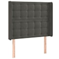 Miniatyrbillede 1 af 4: Senggavl med tilbehør til soveværelse, polstret møbel med lateral kant 103 x 16 x 118/128 grå velour.