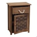 Miniatyrbillede 1 af 6: Kommode med flere funktioner, skab med skuffe 55x39,5x28,5 cm polyrotin brun, mørkebrun træ 04_0006504 kastanj