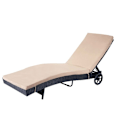 Miniatyrbillede 1 af 4: Chaise longue transat solbadning til have terrasse i poly-rotin antracit pude beige