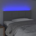 Miniatyrbillede 3 af 4: Hovedgærde til seng med LED-Møbel, 80 x 5 x 78/88, lys grå stof Ljusgrått