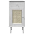 Pikkukuva 2 / 6: Yöpöytä laatikolla ja lokero 40 x 35 x 80 cm valkoista mäntyä ja laminoitua hartsia DEC034573 Vit