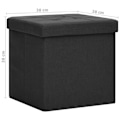Miniatyrbillede 6 af 6: Taburet sæde opbevaringspuf 38 x 38 x 38 cm foldbar i sort stof DEC026351 Svart