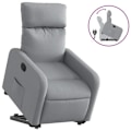 Miniatyrbillede 2 af 6: Fauteuil relax TV med komfortabel polstring, elektrisk løftefunktion i lys grå stof DEC027911 Grå