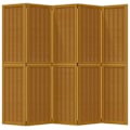 Miniatyrbillede 2 af 6: Paravent separator for room partition 5 panels in paulownia wood brown DEC030986 kastanj