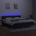 Miniatyrbillede 3 af 6: Sengramme - TDL - 200x200 cm - Sort stof - LED - Polstret bund Svart