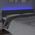 Miniatyrbillede 3 af 4: Hovedgærde seng tilbehør soveværelse møbel med LED 180 x 5 x 78/88 mørkegrå stof